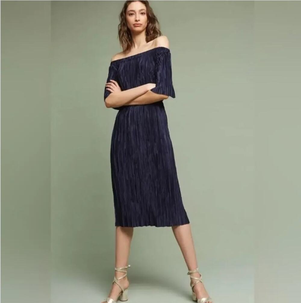 Sunday in Brooklyn Anthropologie navy blue midi dress NWT Sz S $128